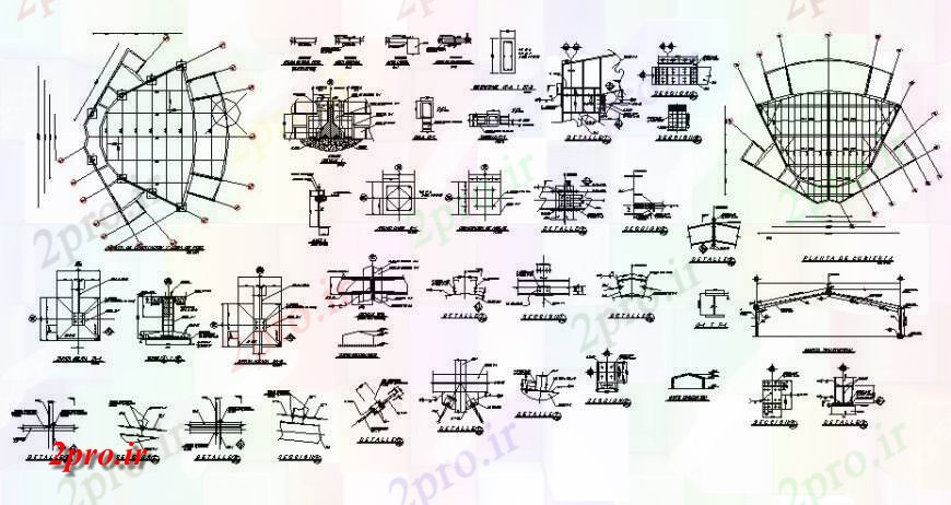 دانلود نقشه طراحی جزئیات ساختار طرحی سازه و نما سالن در   خودکار (کد115692)