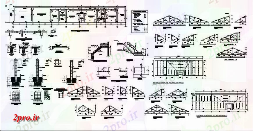 دانلود نقشه جزئیات ستون ستون و طرحی پله و نما برای خانه 4 در 31 متر (کد115716)
