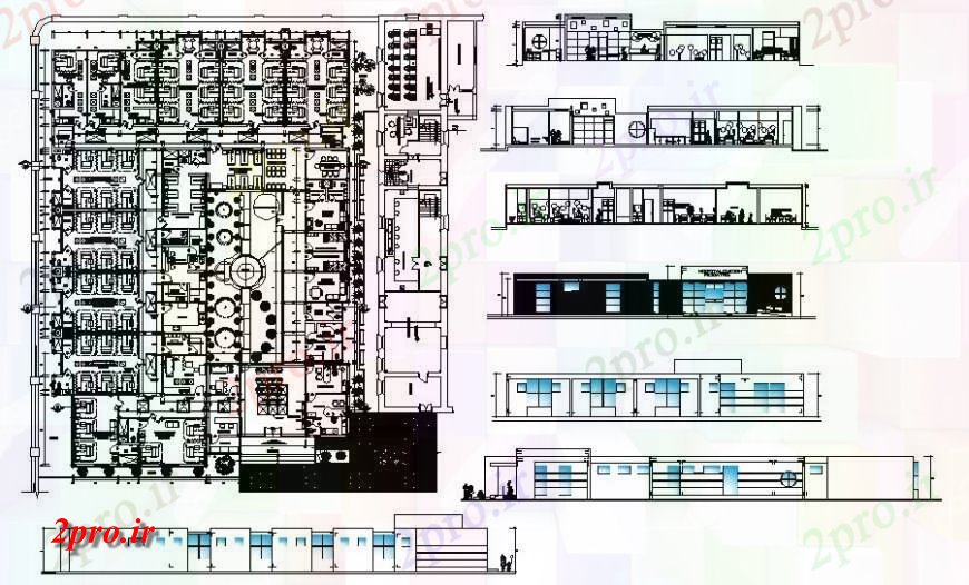 دانلود نقشه بیمارستان - درمانگاه - کلینیک بیمارستان ساخت واحدهای جزئیات طراحی دو بعدی 29 در 43 متر (کد115729)