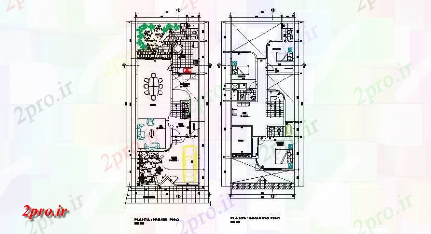 دانلود نقشه مسکونی ، ویلایی ، آپارتمان اول و دوم طرحی طبقه از منطقه مسکونی 7 در 19 متر (کد115753)