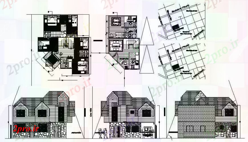 دانلود نقشه مسکونی ، ویلایی ، آپارتمان طرحی ویلا مسکونی و نما 8 در 10 متر (کد115760)