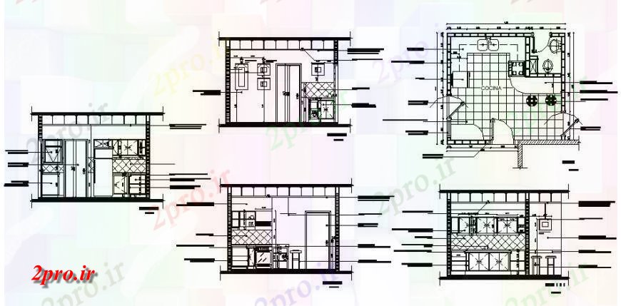 دانلود نقشه آشپزخانه طرحی و نما از آشپزخانه  (کد115763)