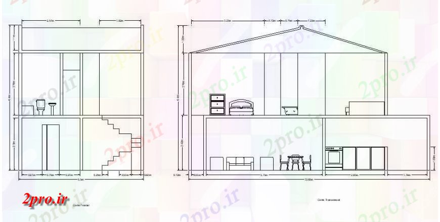 دانلود نقشه مسکونی  ، ویلایی ، آپارتمان   بخشی از خانه دو طبقه  (کد115767)