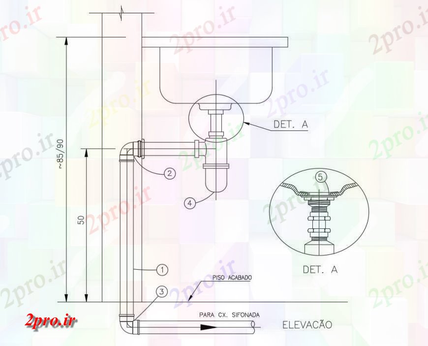 دانلود نقشه جزئیات لوله کشی  از دو بعدی  آشپزخانه سینک ظرفشویی جزئیات  (کد115777)