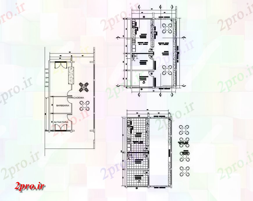 دانلود نقشه آشپزخانه  از آشپزخانه رستوران رستوران بلوک دو بعدی   (کد115802)