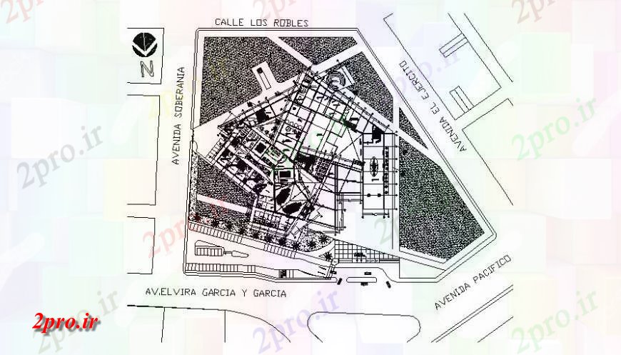 دانلود نقشه ساختمان دولتی ، سازمانی ساختمان طراحی با محوطه سازی جزئیات 31 در 46 متر (کد115808)