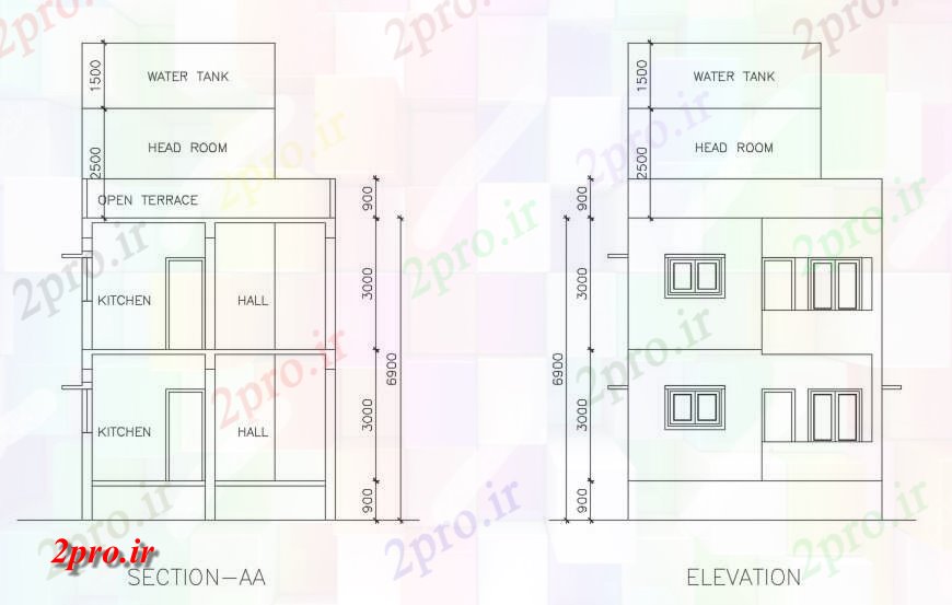 دانلود نقشه مسکونی ، ویلایی ، آپارتمان طرحی خانه جزئیات 6 در 12 متر (کد115835)