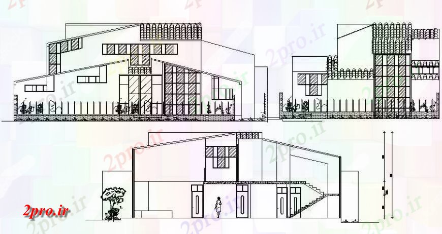 دانلود نقشه مسکونی  ، ویلایی ، آپارتمان  نما خانه دو دان مسکونی و بخش (کد115852)