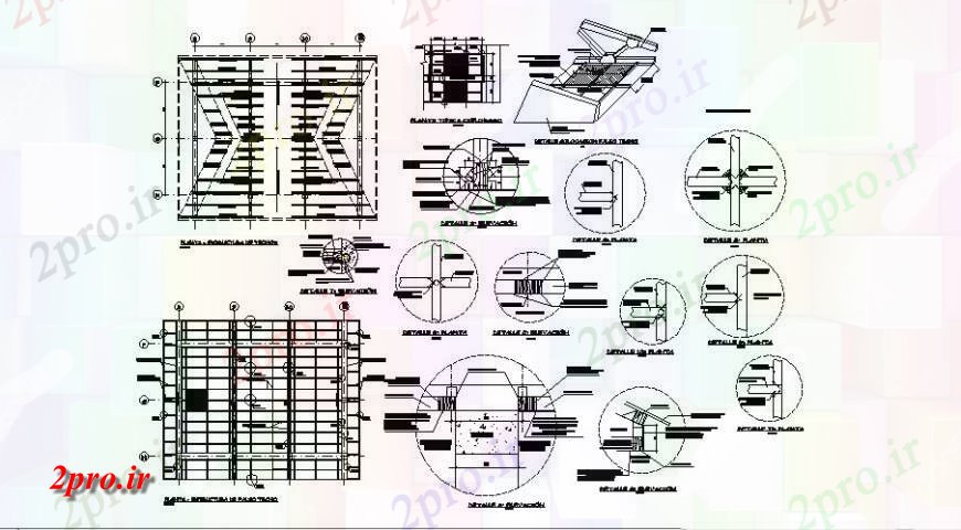 دانلود نقشه طراحی جزئیات ساختار ساختار طرحی سقف با جزئیات آن  (کد115887)