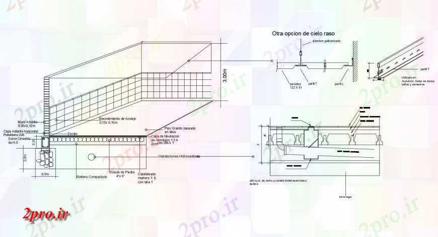 دانلود نقشه طراحی جزئیات ساختار  از کف و دیوار جزئیات اتاق عمل  (کد115919)