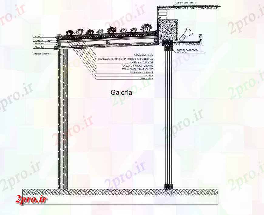 دانلود نقشه طراحی جزئیات ساختار  سقف باغ  جزئیات  دو بعدی  (کد115921)