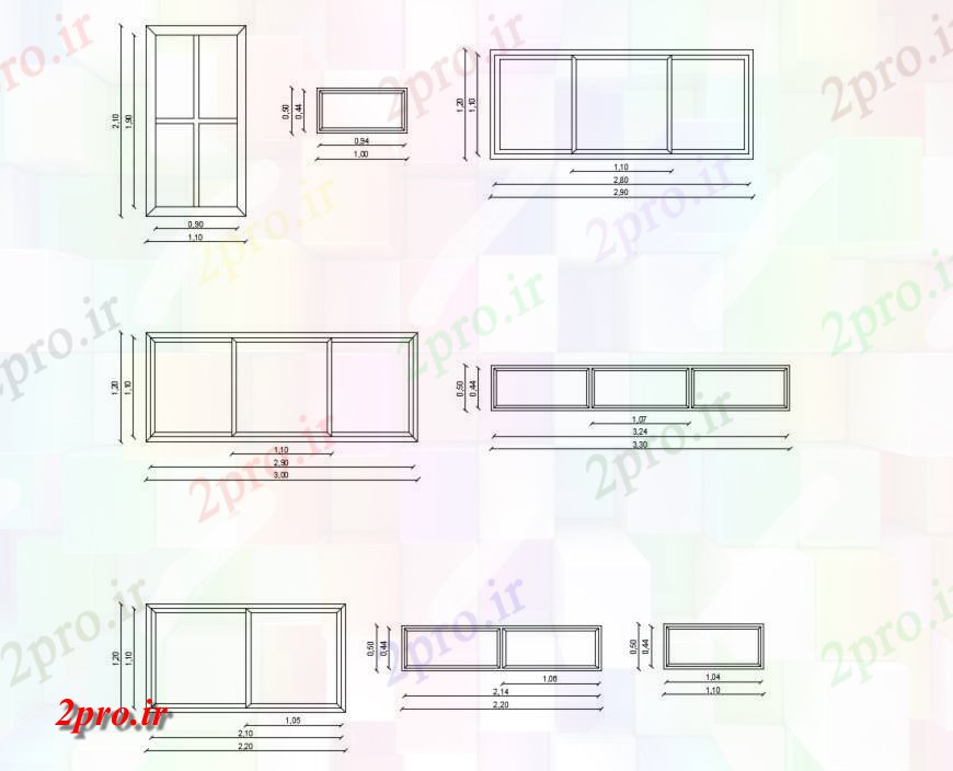 دانلود نقشه طراحی جزئیات ساختار  پنجره آلومینیوم جزئیات  (کد115924)