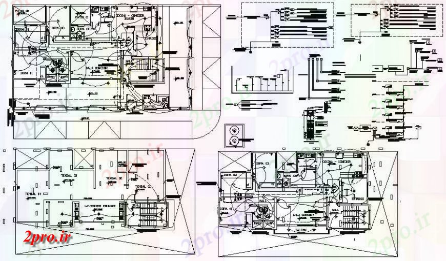 دانلود نقشه طراحی داخلی برق طراحی نصب و راه اندازی دو بعدی 12 در 16 متر (کد115930)