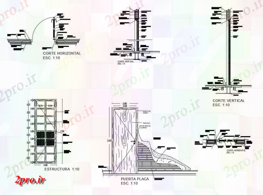 دانلود نقشه طراحی جزئیات ساختار  درب خیط و پیت کردن جزئیات جزئیات دو بعدی   (کد115940)