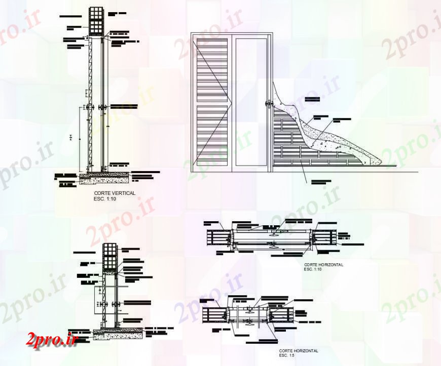 دانلود نقشه طراحی جزئیات ساختار  پنجره چوبی فلزی قطعات  (کد115943)