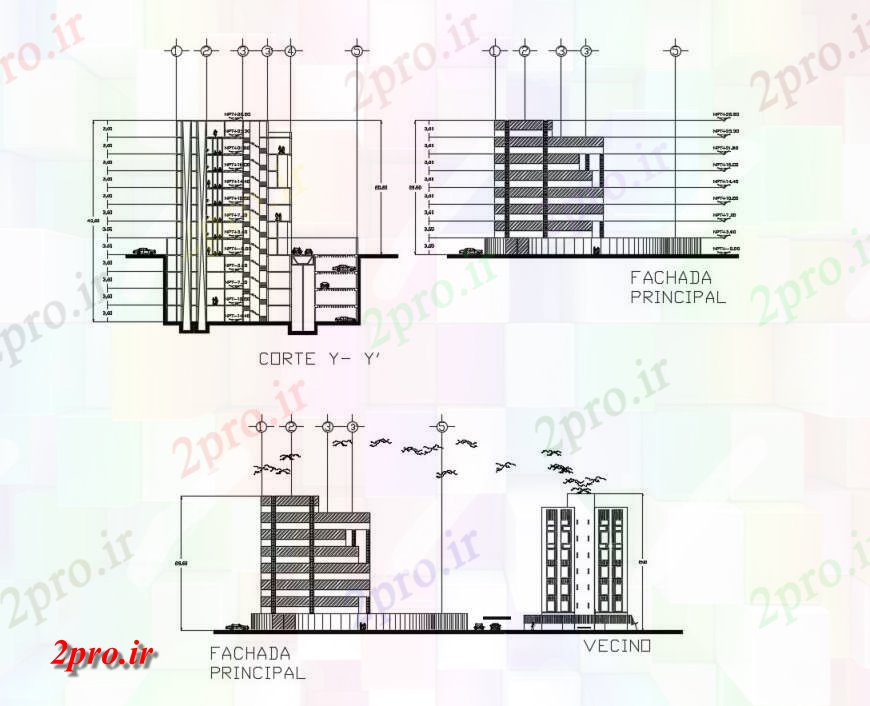 دانلود نقشه ساختمان اداری - تجاری - صنعتی طراحی دفتر جزئیات پروژه 18 در 18 متر (کد115961)