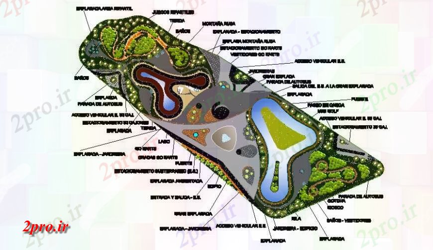 دانلود نقشه باغ منطقه باغ  جزئیات طرحی  دو بعدی    (کد115970)