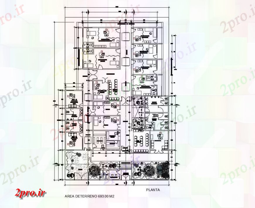 دانلود نقشه بیمارستان - درمانگاه - کلینیک از جزئیات مرکز بهداشت 21 در 27 متر (کد116008)