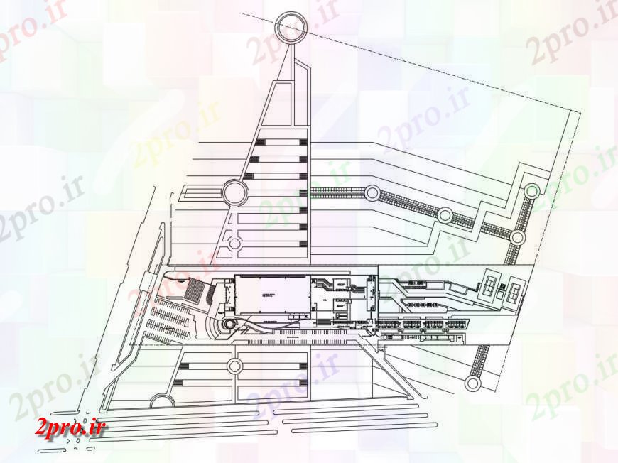 دانلود نقشه هتل - رستوران - اقامتگاه طراحی از یک هتل 5 ستاره با اتاق کنفرانس 50 در 290 متر (کد116018)