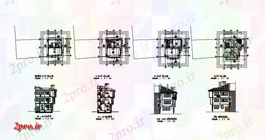 دانلود نقشه مسکونی ، ویلایی ، آپارتمان طرحی طبقه خانه معماری سنتی و نما 7 در 7 متر (کد116046)