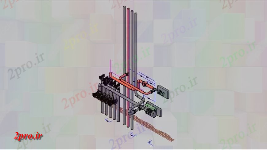 دانلود نقشه جزئیات لوله کشی  تریدی از کارخانه لوله کشی در   خودکار (کد116049)