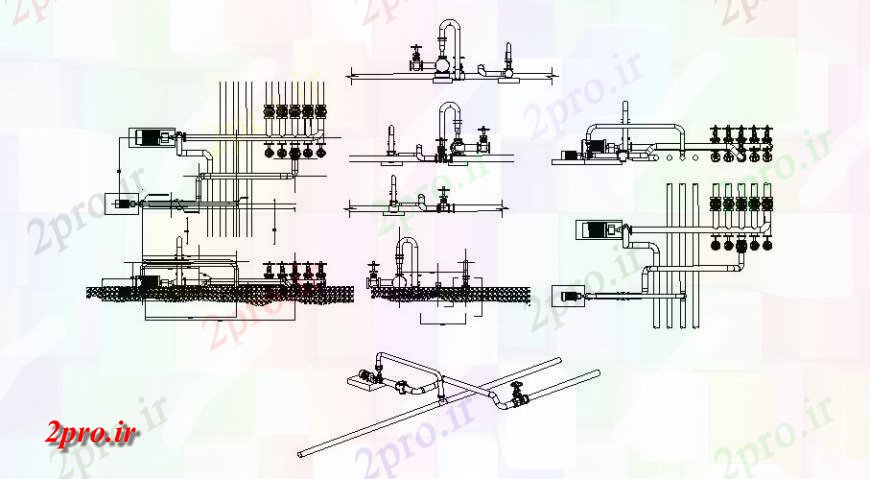 دانلود نقشه جزئیات لوله کشی نما و نمای ایزومتریک از کارخانه لوله کشی در   خودکار (کد116050)