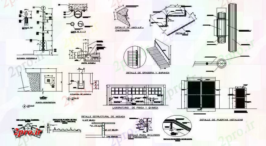 دانلود نقشه طراحی جزئیات ساختار جزئیات ساختار مختلف برای کولاژ  (کد116063)