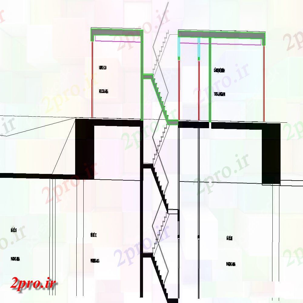 دانلود نقشه طراحی جزئیات ساختار پله و پارکینگ جزئیات بخش، (کد116102)