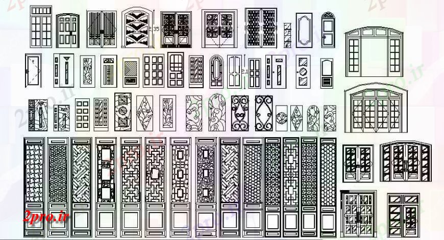 دانلود نقشه جزئیات طراحی در و پنجره  درب و پنجره بلوک های یک و دو در   خودکار (کد116127)