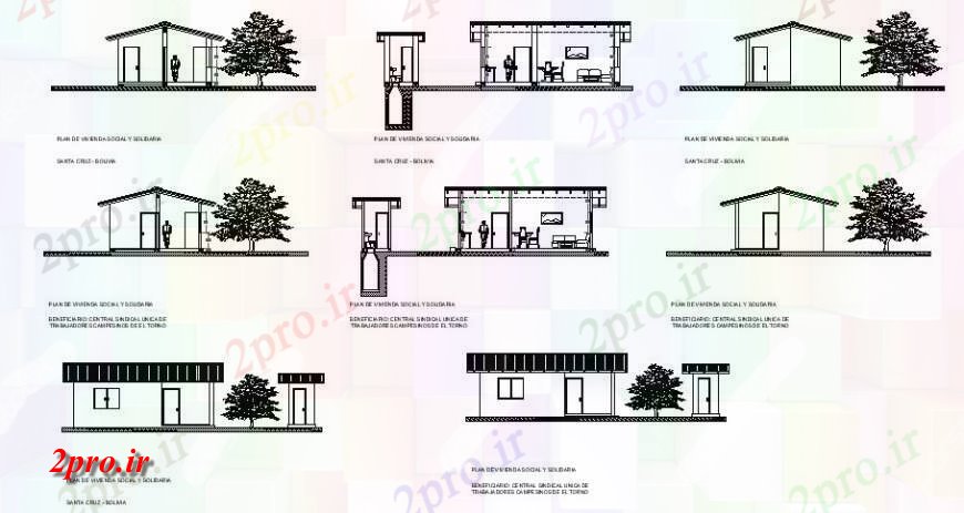 دانلود نقشه مسکونی ، ویلایی ، آپارتمان نما از مسکن اجتماعی 5 در 8 متر (کد116148)