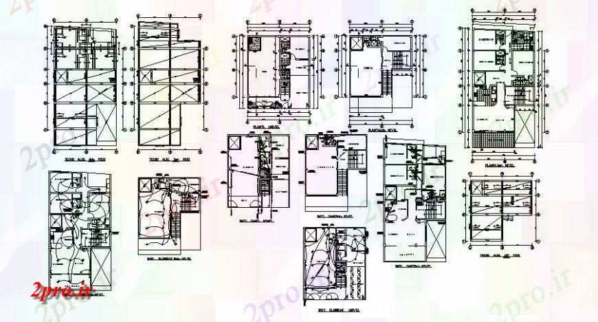 دانلود نقشه مسکونی ، ویلایی ، آپارتمان طرحی طبقه از خانه با جزئیات در خودکار 9 در 16 متر (کد116150)