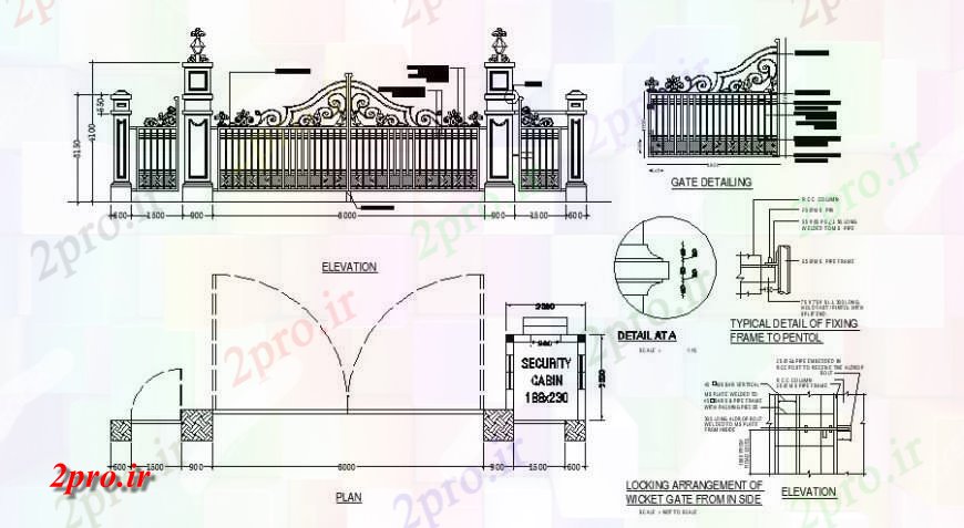 دانلود نقشه جزئیات طراحی در و پنجره  طرحی جزئیات طراحی دروازه و نما طراحی  دو بعدی   (کد116157)