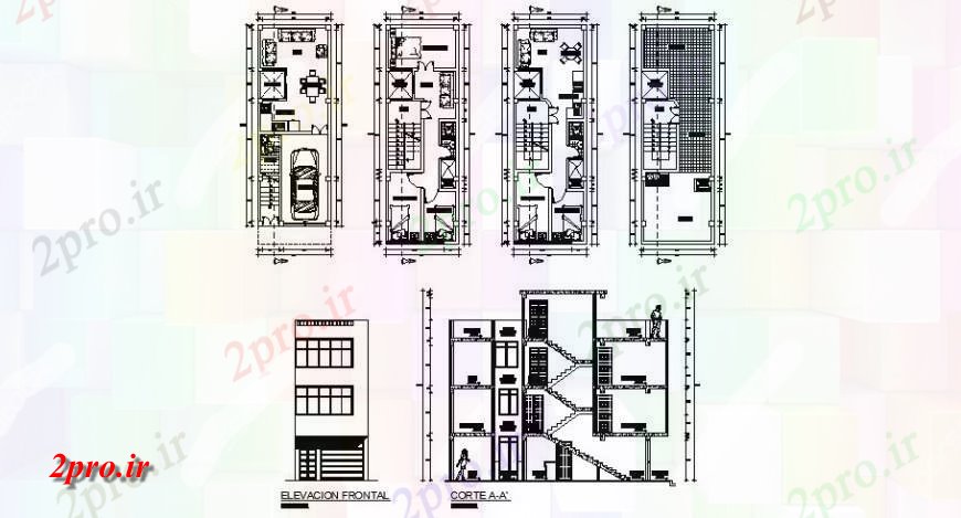 دانلود نقشه مسکونی  ، ویلایی ، آپارتمان  طرحی نما خانه و بخش طراحی  دو بعدی   (کد116162)