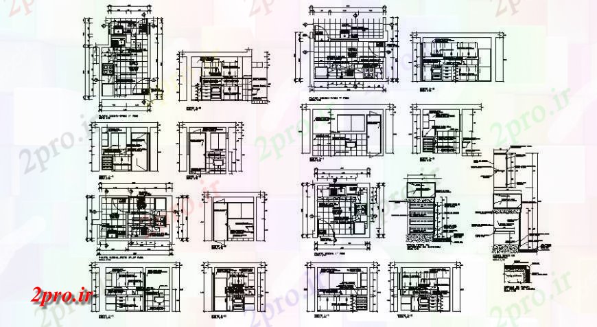 دانلود نقشه جزئیات طراحی ساخت آشپزخانه آشپزخانه داخلی جزئیات طرحی کار  دو بعدی   (کد116171)