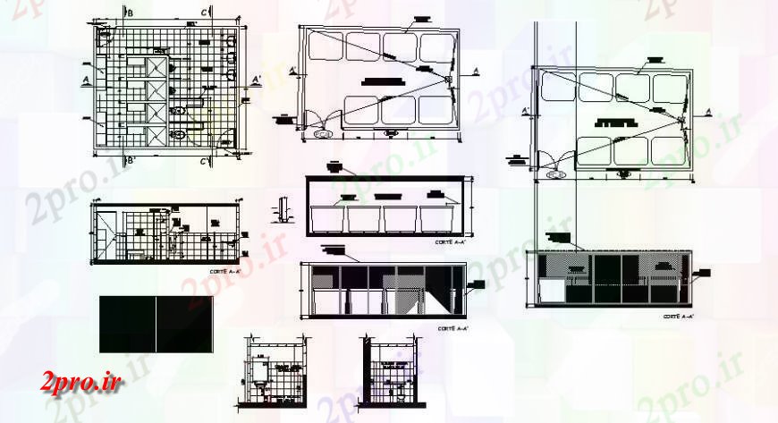 دانلود نقشه حمام مستر بهداشتی عمومی بلوک توالت طراحی طرحی کار و بخش  (کد116180)