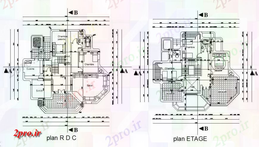 دانلود نقشه مسکونی ، ویلایی ، آپارتمان ویلای دو بعدی طراحی جزئیات 14 در 16 متر (کد116194)