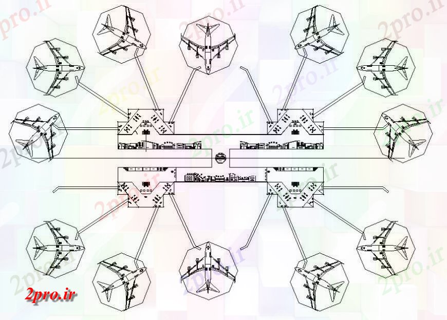 دانلود نقشه فرودگاه طراحی از دو بعدی  فرودگاه بین المللی جزئیات  (کد116207)
