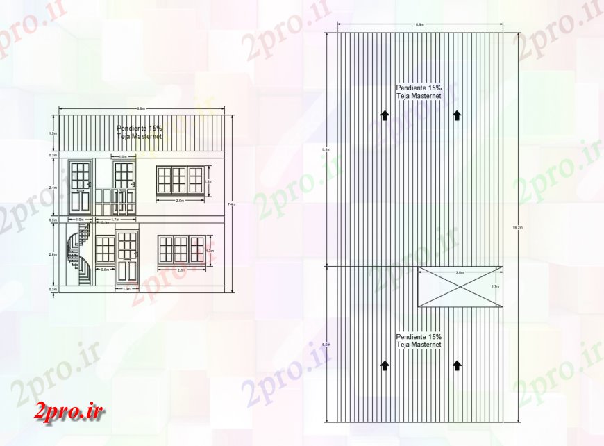 دانلود نقشه مسکونی ، ویلایی ، آپارتمان مینی خانه طراحی جزئیات دو بعدی 7 در 16 متر (کد116242)