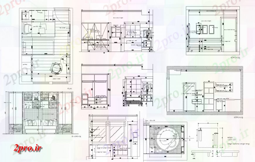 دانلود نقشه مسکونی ، ویلایی ، آپارتمان از فضای داخلی خانه دو بعدی جزئیات 13 در 25 متر (کد116251)