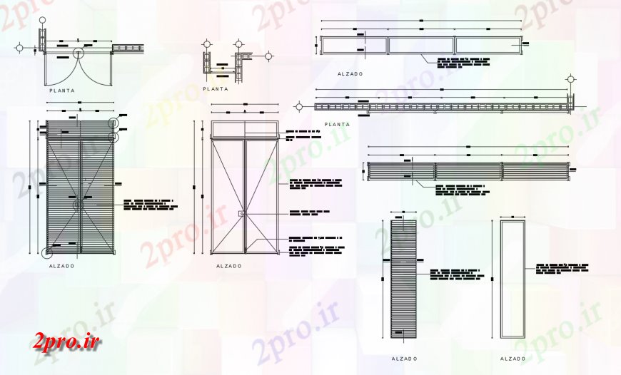 دانلود نقشه طراحی جزئیات ساختار  درب و دو بعدی  تهویه جزئیات  (کد116262)