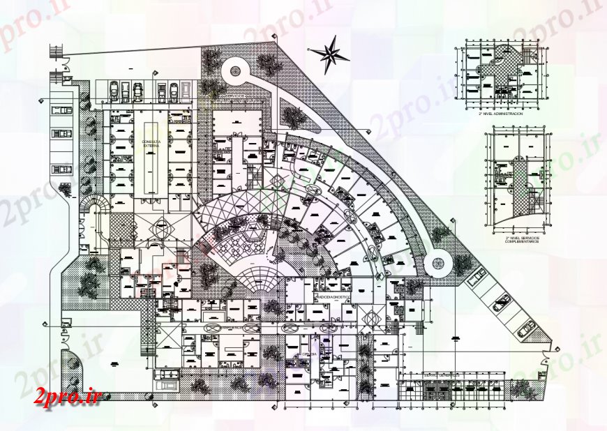 دانلود نقشه بیمارستان - درمانگاه - کلینیک بیمارستان جزئیات 61 در 81 متر (کد116276)