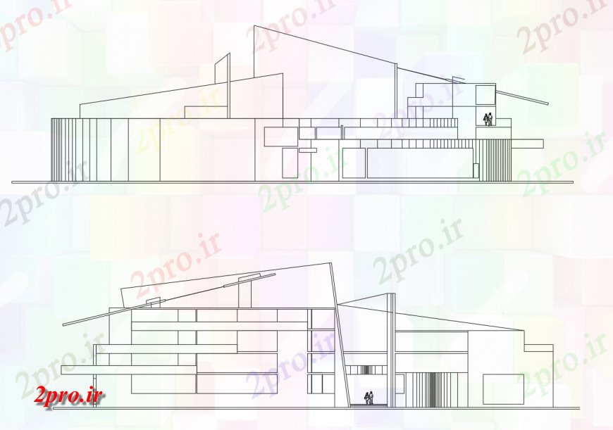 دانلود نقشه تئاتر چند منظوره - سینما - سالن کنفرانس - سالن همایش از مرکز فرهنگی دو بعدی جزئیات 30 در 89 متر (کد116285)