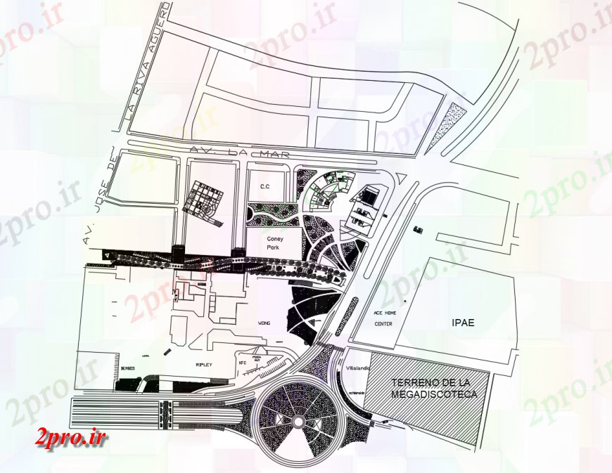 دانلود نقشه تئاتر چند منظوره - سینما - سالن کنفرانس - سالن همایش مرکز فرهنگی دو بعدی جزئیات 49 در 70 متر (کد116287)