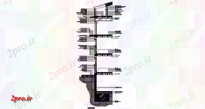 دانلود نقشه جزئیات ساخت و ساز مسکن ساخت و ساز ساختمان از نما تراس  (کد116300)