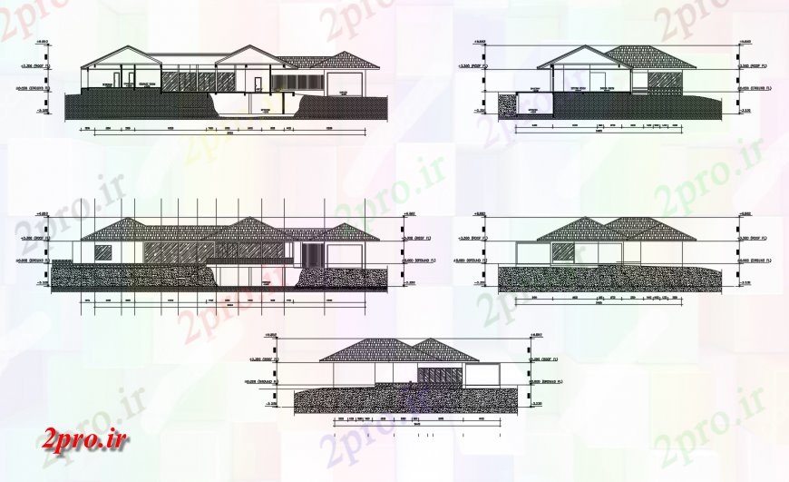 دانلود نقشه مسکونی ، ویلایی ، آپارتمان طراحی ویلا جزئیات دو بعدی 19 در 37 متر (کد116305)