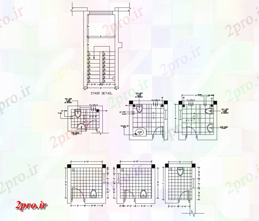 دانلود نقشه مسکونی ، ویلایی ، آپارتمان از 3 اقامت BHK دو بعدی جزئیات 11 در 13 متر (کد116314)