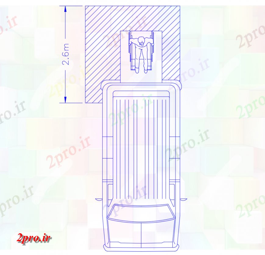 دانلود نقشه بلوک وسایل نقلیه  دسترسی آمبولانس دو بعدی  جزئیات (کد116351)