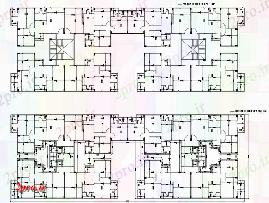 دانلود نقشه مسکونی  ، ویلایی ، آپارتمان   بلوک آپارتمان   دو بعدی   (کد116356)