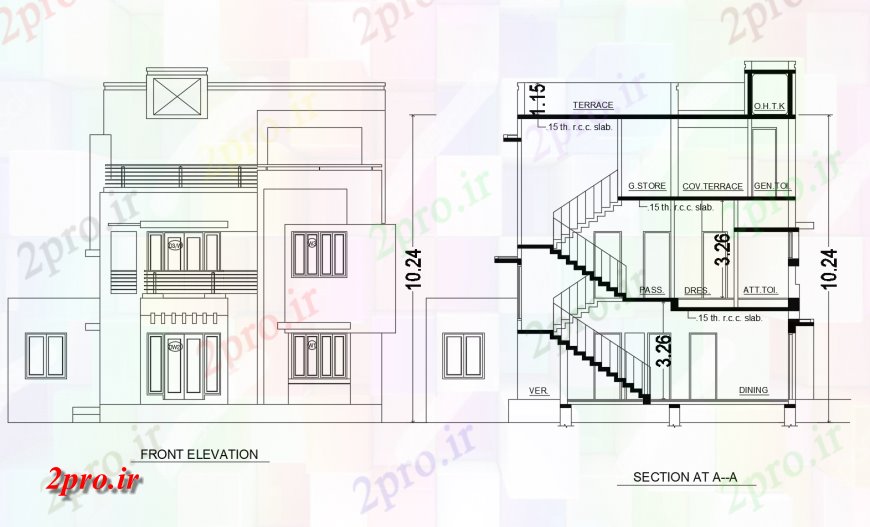 دانلود نقشه مسکونی ، ویلایی ، آپارتمان طراحی خانه دو بعدی 9 در 16 متر (کد116361)