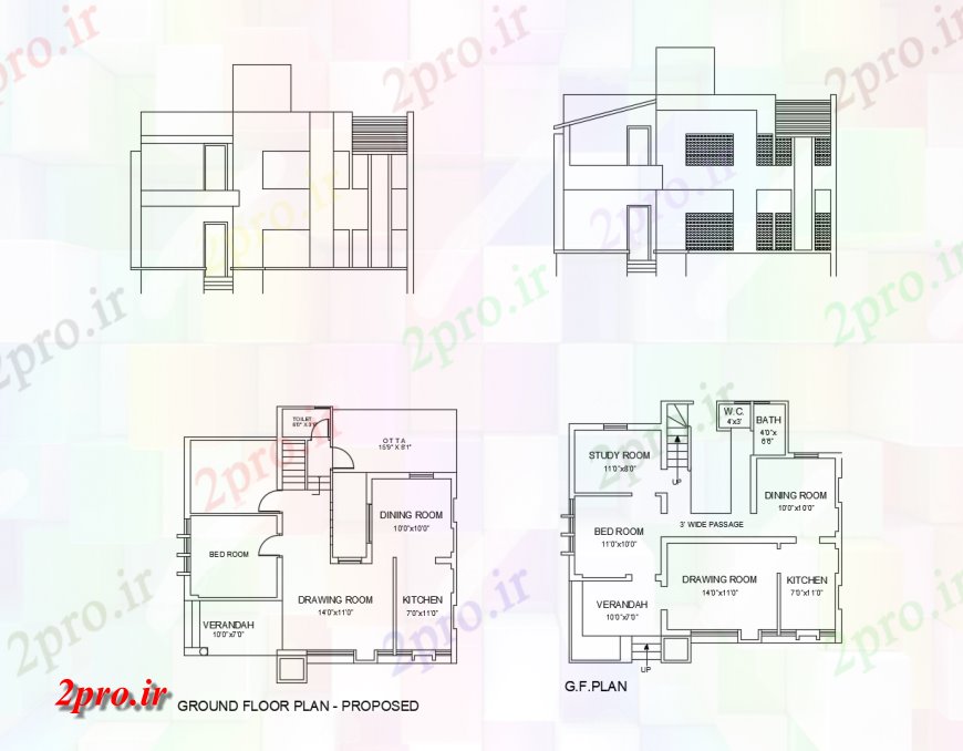 دانلود نقشه مسکونی ، ویلایی ، آپارتمان طراحی از دو بعدی واحد طراحی خانه 2 در 2 متر (کد116365)